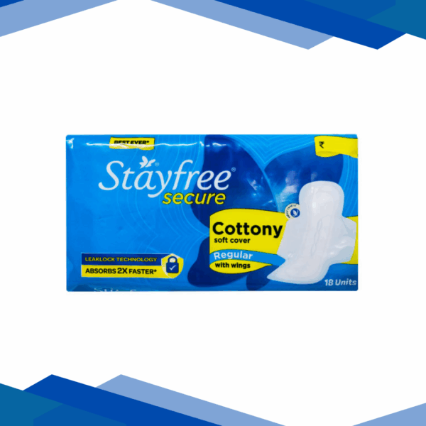 Stayfree Secure Cottony Soft Cover with Wings Sanitary Pads - Regular 18's