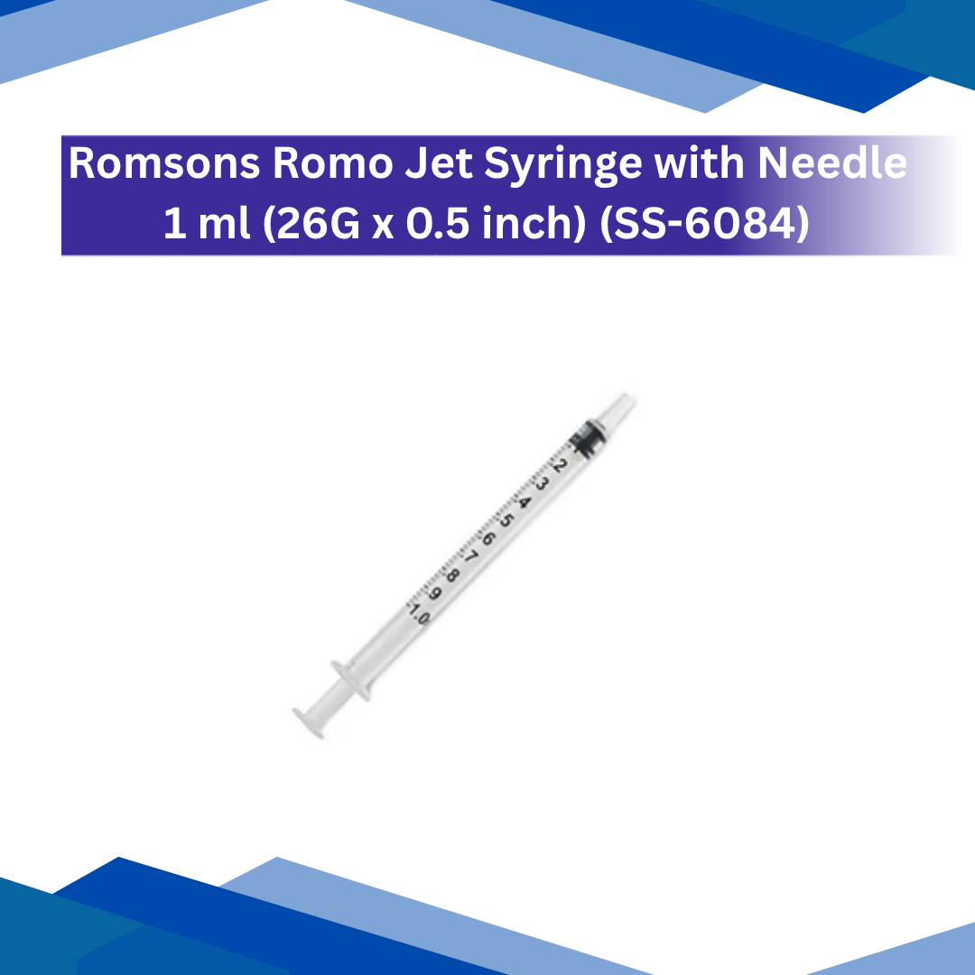 Romsons Romo Jet Syringe with Needle 1 ml (26G x 0.5 inch ) (SS-6084)
