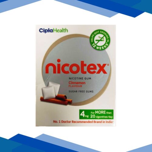 NICOTEX CINNAMON FLAVOUR SUGAR FREE 4mg Chew Gum 12's