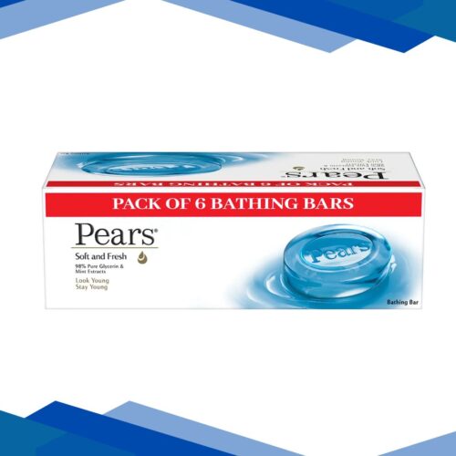 Pears Soft & Fresh 98% Pure Glycerin & Mint Extracts Bathing Bar (Pack 6 x 125 gm)
