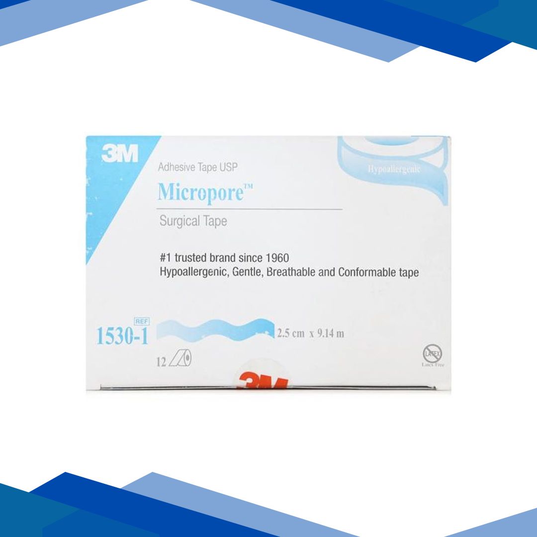 3M Micropore Adhesive Surgical Tape – (2.5 cm x 9.14 m) (1530-1) 12’s