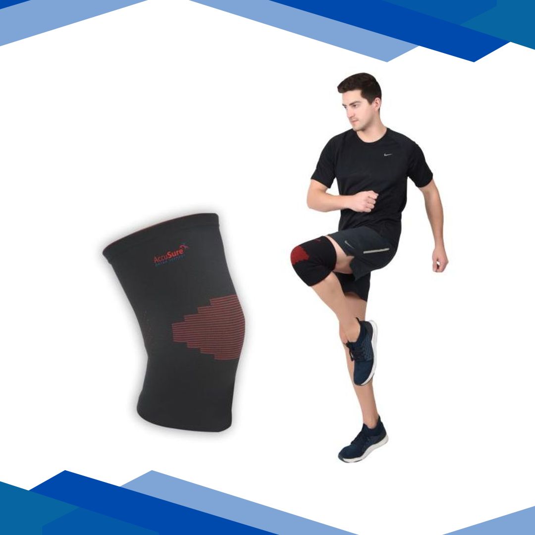 AccuSure Knee Brace Compression Sleeve – Black & Red (L) 1’s