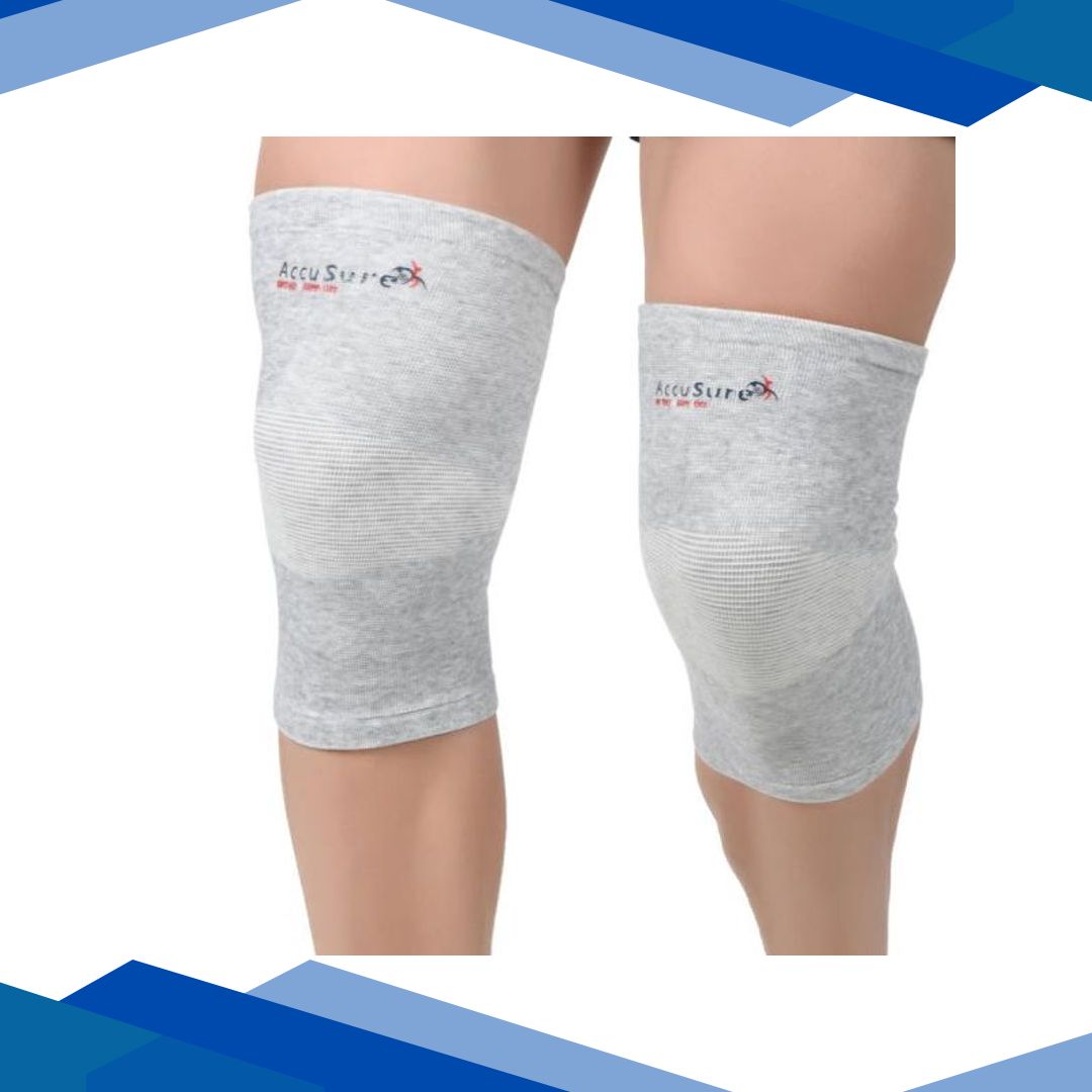 AccuSure Orthopedic Pain Relief Bamboo Yarn Knee Cap – Gray (S) 1’s