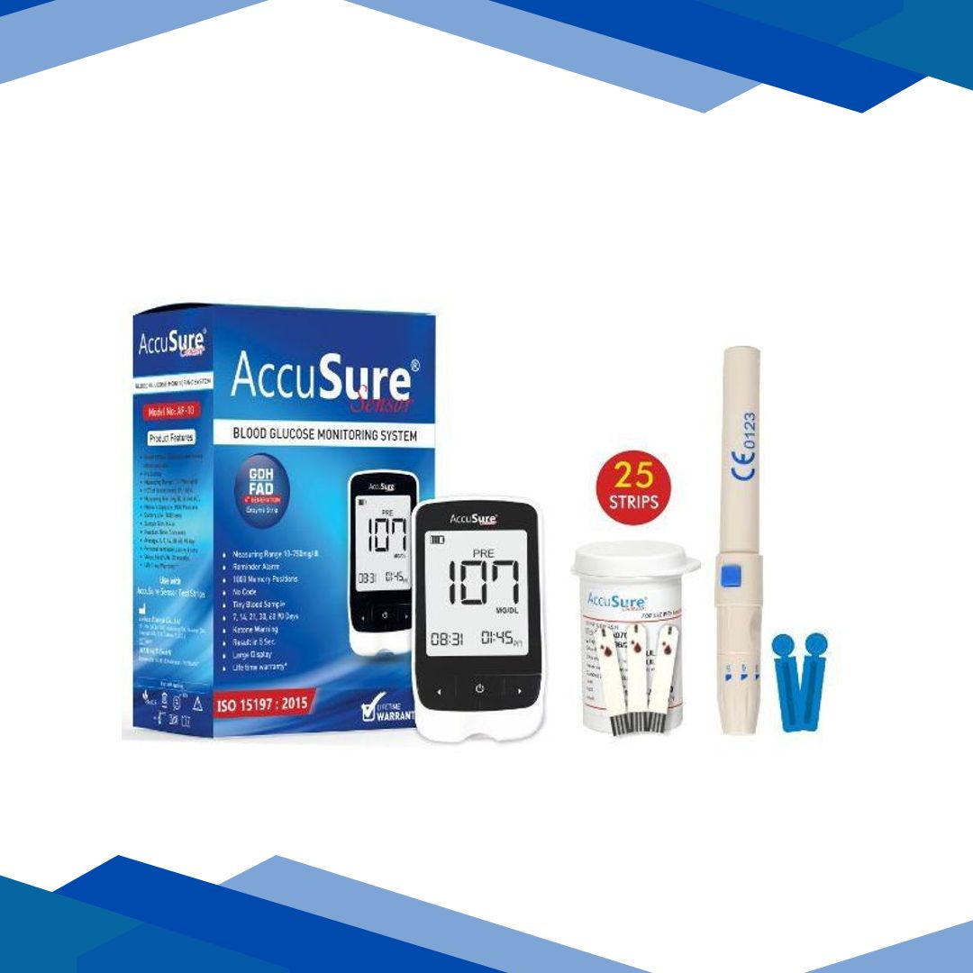 AccuSure Sensor Gluco Meter with 25 Strips