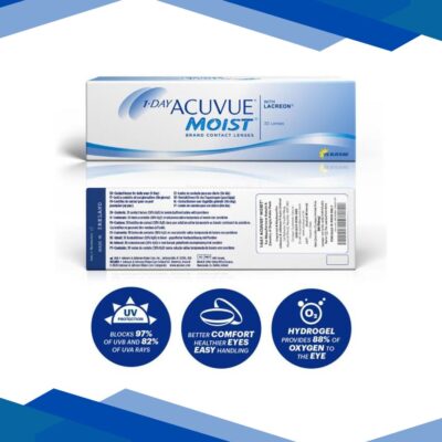 Acuvue 1 Day Moist Daily Disposable Contact Lenses – (-1 Power) Pack of 30’s