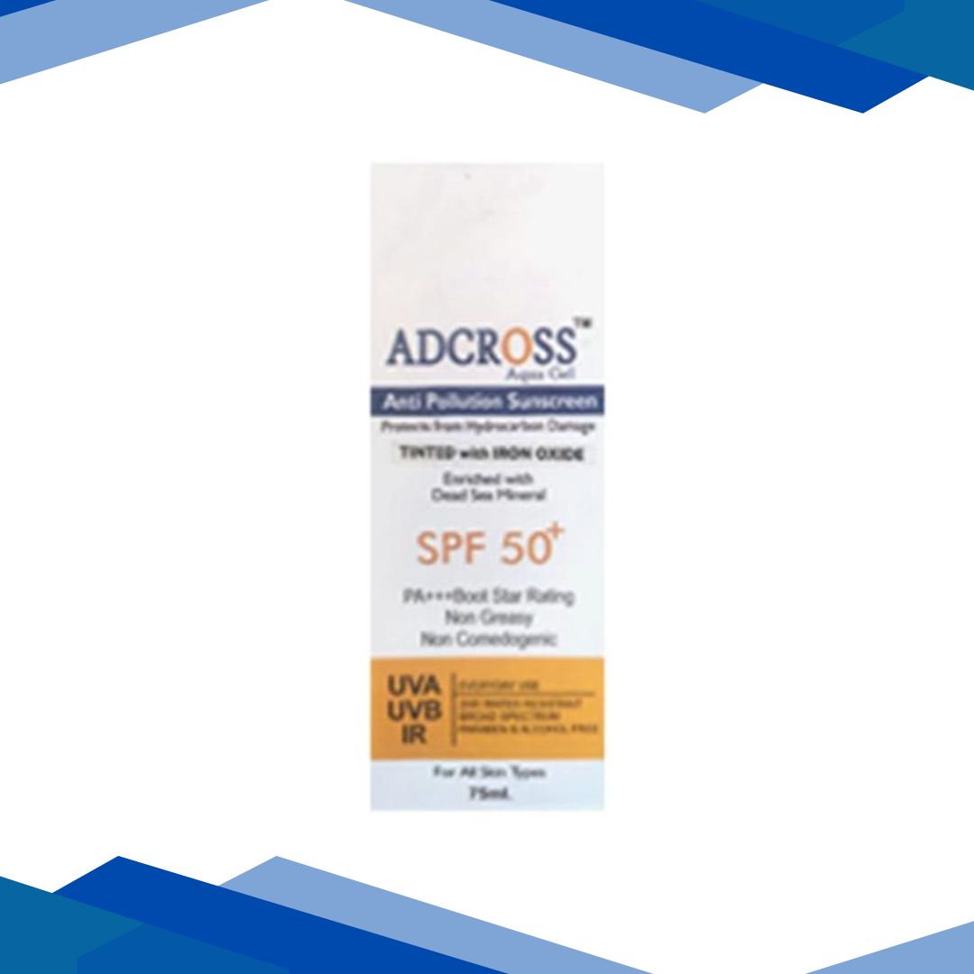 ADCROSS SPF 50+ PA+++ TINTED WITH IRON OXIDE AQUA Gel 75ml