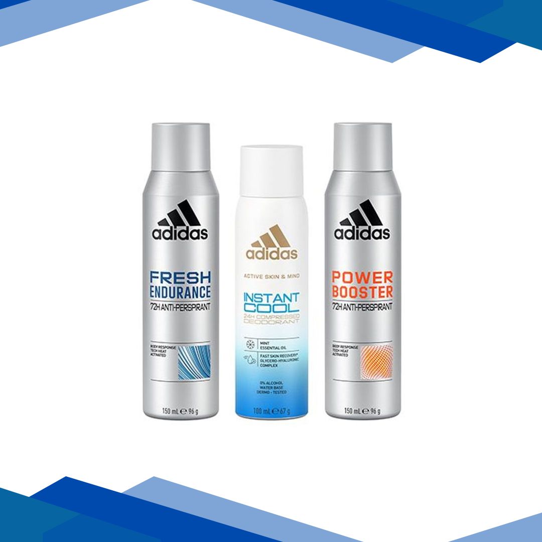 Adidas Fresh Endurance 150ml + Instant Cool 100ml + Power Booster 150ml Deodorant Set 3’s