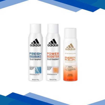 Adidas Fresh endurance 150ml + Power booster Women 150ml + Energy Kick Men 100ml Deodorant 3’s