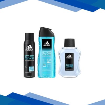 Adidas Ice Dive Eau De Toilette 100ml + Deodorant Spray 150ml + 3-In-1 Shower Gel 400ml 3’s