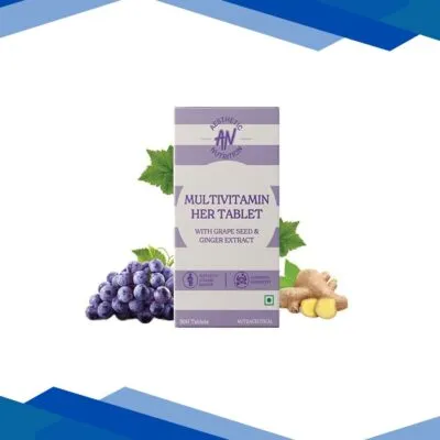 Aesthetic Nutrition Multivitamin Her With Grape Seed, Ginger Extract, Hyaluronic Acid, Vitamin B3, And B12 30 Tablets 1’s