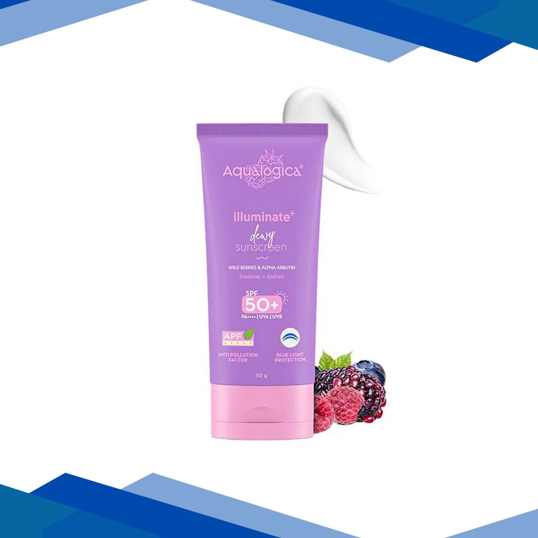 Aqualogica Illuminate+ Dewy Lightweight Sunscreen Gel SPF 50+ PA++++ for Luminous & Hydrated Skin (80 g)
