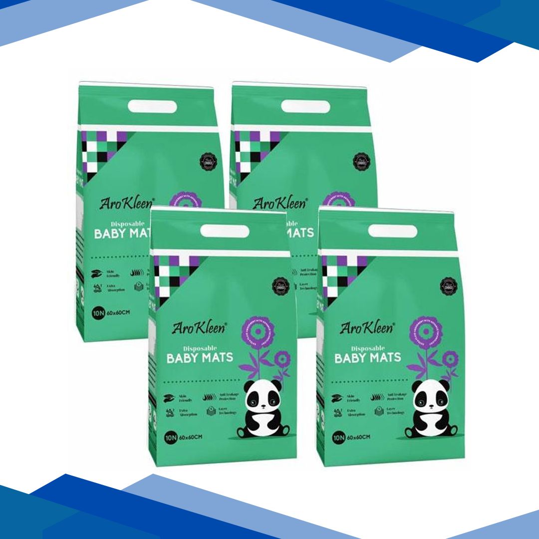 AroKleen Disposable Baby Mats (60 x 60 cm) (Pack of 4 x 10’s) 1’s