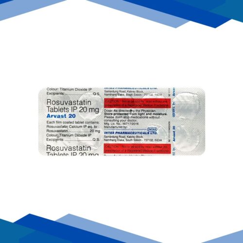 Arvast 20mg Tablet 10’S