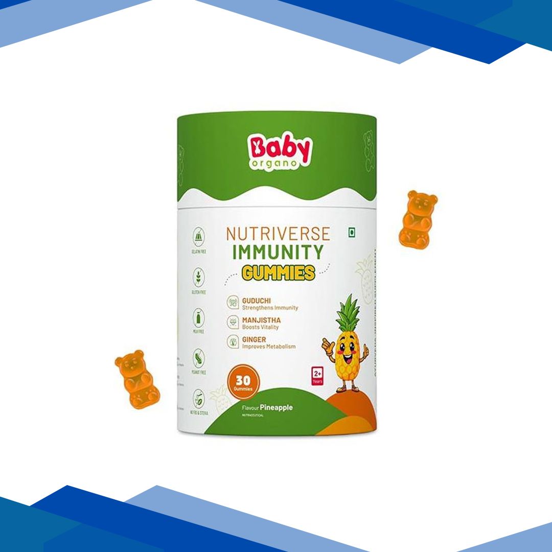 BabyOrgano Nutriverse Immunity Gummies – Pineapple (2+ Years) 30’S