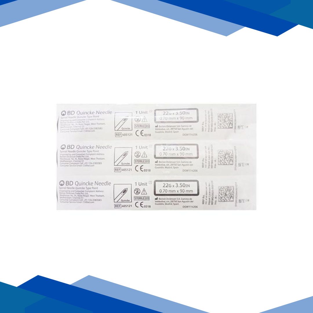 BD Quincke Needle (22G x 3.50 in) (0.70mm x 90mm) 1’s