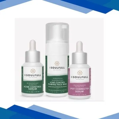 Be Soulfull Clear & Correct Kit (Acne Control Serum 30 ml + Acne Control Foaming Face Wash 100 ml + Spot Corrector Serum 30 ml)