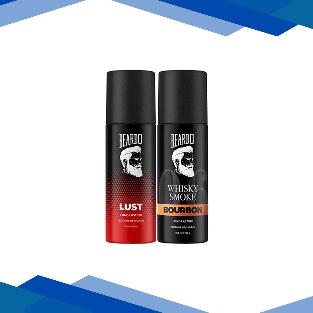 Beardo Lust and Whisky Smoke Bourbon Body Spray Long Lasting Deo Combo Deodorant – For Men 150 ml 2’s