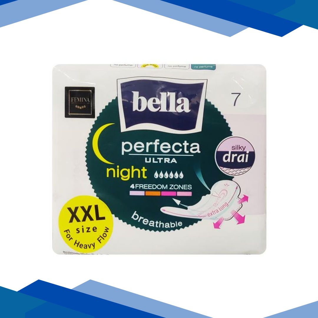 Bella Perfecta Ultra Night Ultrathin Sanitary Napkins Covered with Silky Drai 7’s (XXL)