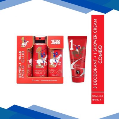Beverly Hills Polo Club Classy Deo No.1 Trio Pack + Sports No.1 Shower Cream 3-in-1 Set For Men 675 ml 1’s
