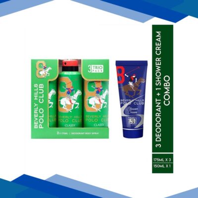 Beverly Hills Polo Club Classy Deo No.8 Trio Pack + Sports No.8 Shower Cream 3-in-1 Set For Men 675 ml 1’s
