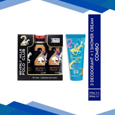 Beverly Hills Polo Club Classy Men Deo No.2 Trio Pack + Sports No.2 Women Shower Cream 3-in-1 Set 675 ml 1’s
