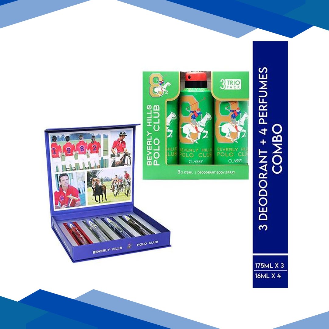 Beverly Hills Polo Club Classy Men Deo No.8 Trio Pack + Sport Series Collection Men EDT Set 589 ml 1’s