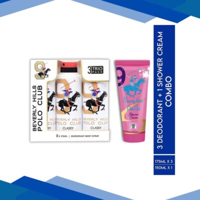 Beverly Hills Polo Club Classy Men Deo No.9 Trio Pack + Sports No.9 Women Shower Cream 3-in-1 Set 675 ml 1’s
