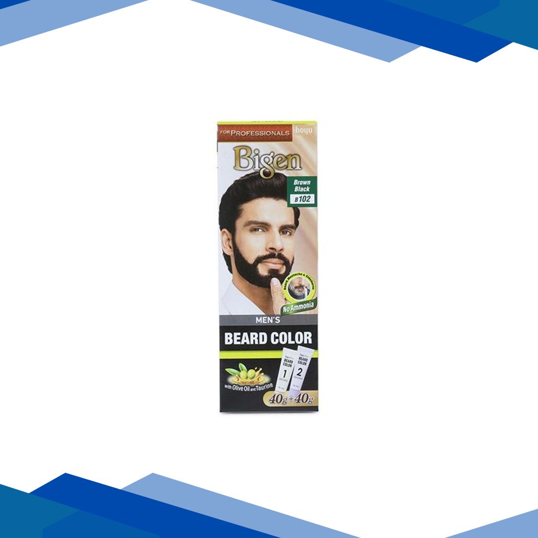 Bigen Men’s Beard Color – B102 Brown Black (40gm+40gm) 2’s