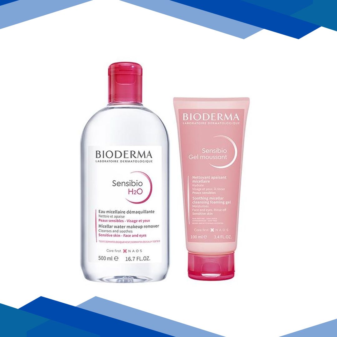 Bioderma Combo (Sensibio H2O Micellar Water Makeup Remover 500 ml + Sensibio Gel Moussant Soothing Micellar Cleansing Foaming Gel 100 ml)
