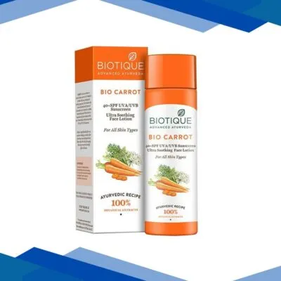 Biotique Sun Shield Carrot SPF40+ UVB/UVA PA+++ Sunscreen Ultra Protective Face Lotion for All Skin Types 120ml