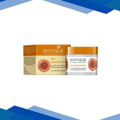 Biotique Sun Shield Sandalwood SPF 50+ UVB/UVA PA+++ Sunscreen Ultra Protective Face Cream for All Skin Types 50gm