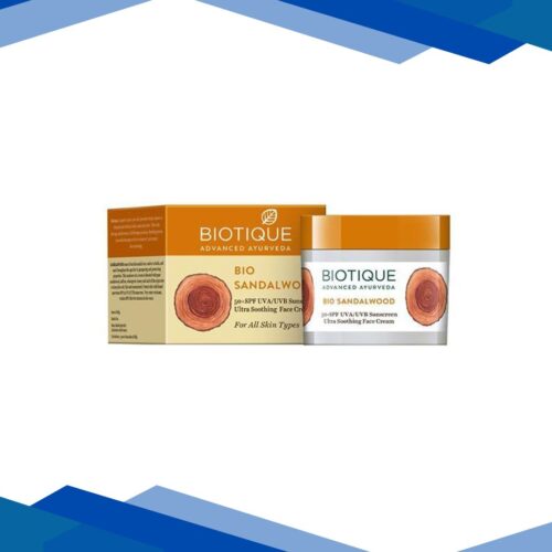 Biotique Sun Shield Sandalwood SPF 50+ UVB/UVA PA+++ Sunscreen Ultra Protective Face Cream for All Skin Types 50gm