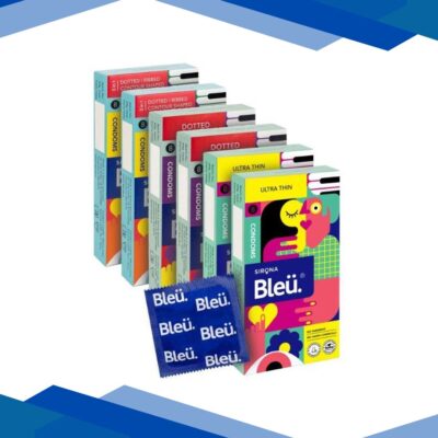 Bleu Condoms Combo Pack – Ultra Thin + Dotted + 3 in 1 Dotted Ripped and Contour Shaped (Pack of 2 x 8’s Each)