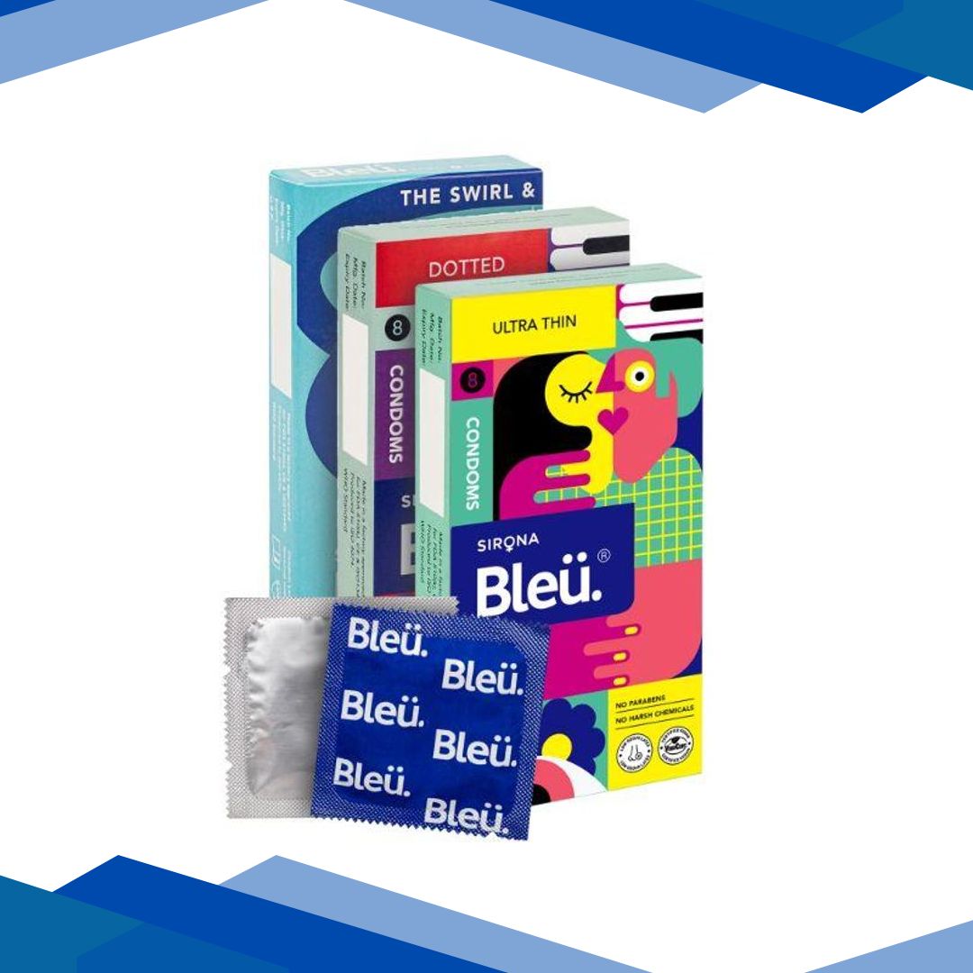 Bleu Natural Latex Condoms Combo (Ultra Thin 8’s + Dotted 8’s + Spiral 8’s)