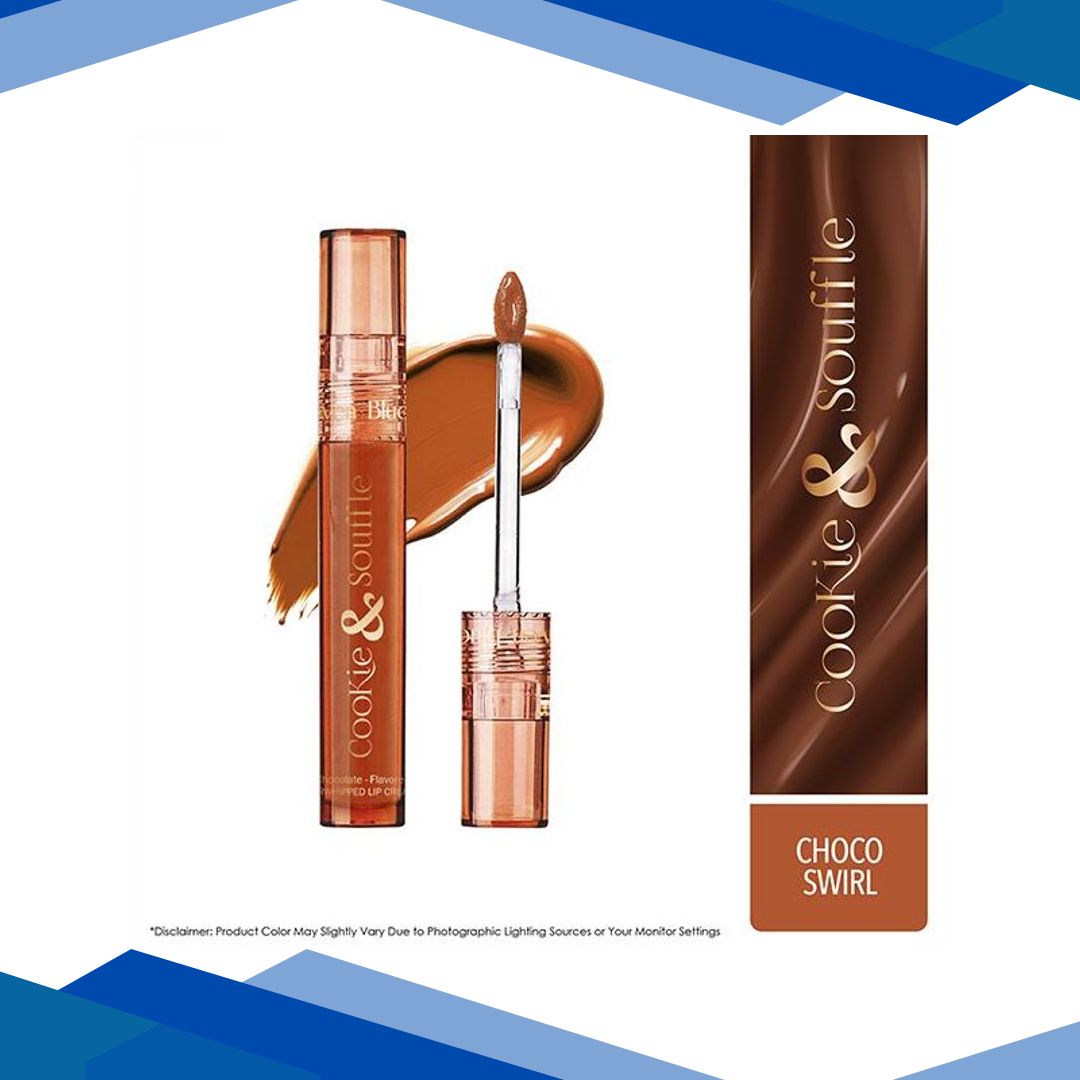 Blue Heaven Cookie & Souffle Chocolate-Flavored Airwhipped Lip Cream, Choco Swirl 3.2 ml