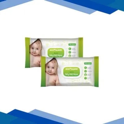 BodyGuard Premium Baby Wet Wipes with Aloe Vera Extract (Pack of 2 x 72’s)