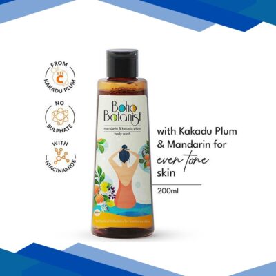 Boho Botanist Body Wash Mandarin & Kakadu Plum, Niacinamide & Vit C, Shower Gel Glowing Skin 350 ml