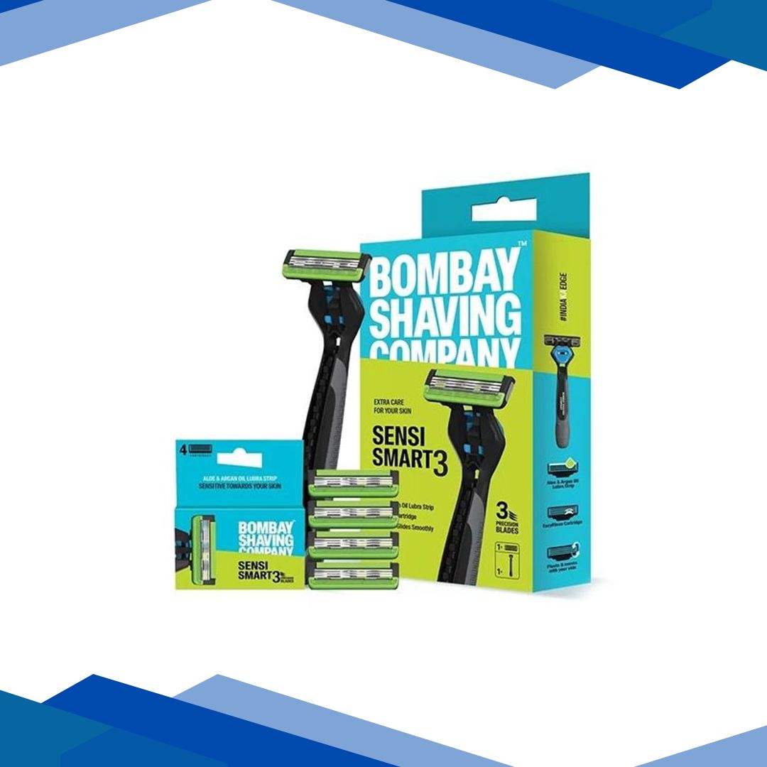 Bombay Shaving Company Sensi Smart 3 Razor Green with Cartridge 4’s