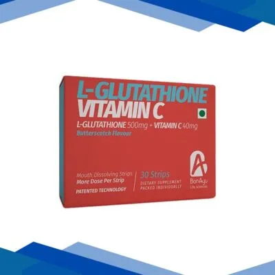 BonAyu L Glutathione , + Vitamin C 40 mg Mouth Dissolving Strips – Butterscotch 30’s