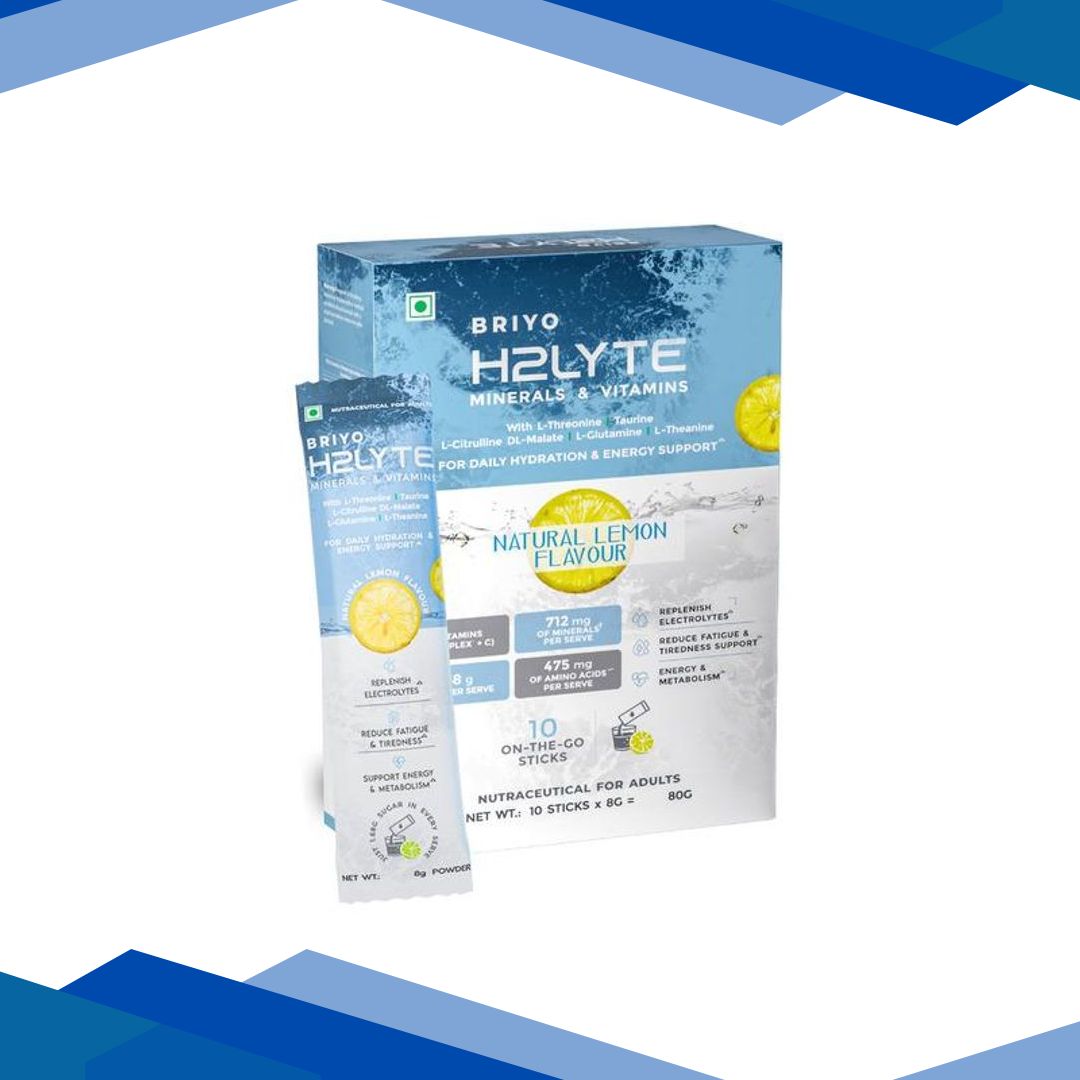 Briyo Daylift Hydration + Energy Electrolyte Drink Mix Sugar Free Sachets – Litro Lemon Flavour (Pack of 10 x 8 g)