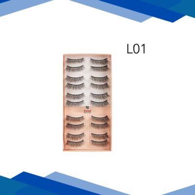 Bronson Professional Eyelash Set 3D False Long And Natural Eye Makeup No. L01 10’s