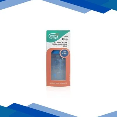 Buddsbuddy Classic Baby Feeding Bottle – Blue 125 ml