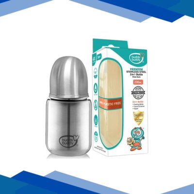 Buddsbuddy Premium Stainless Steel 3 in 1 Bottle 200 ml