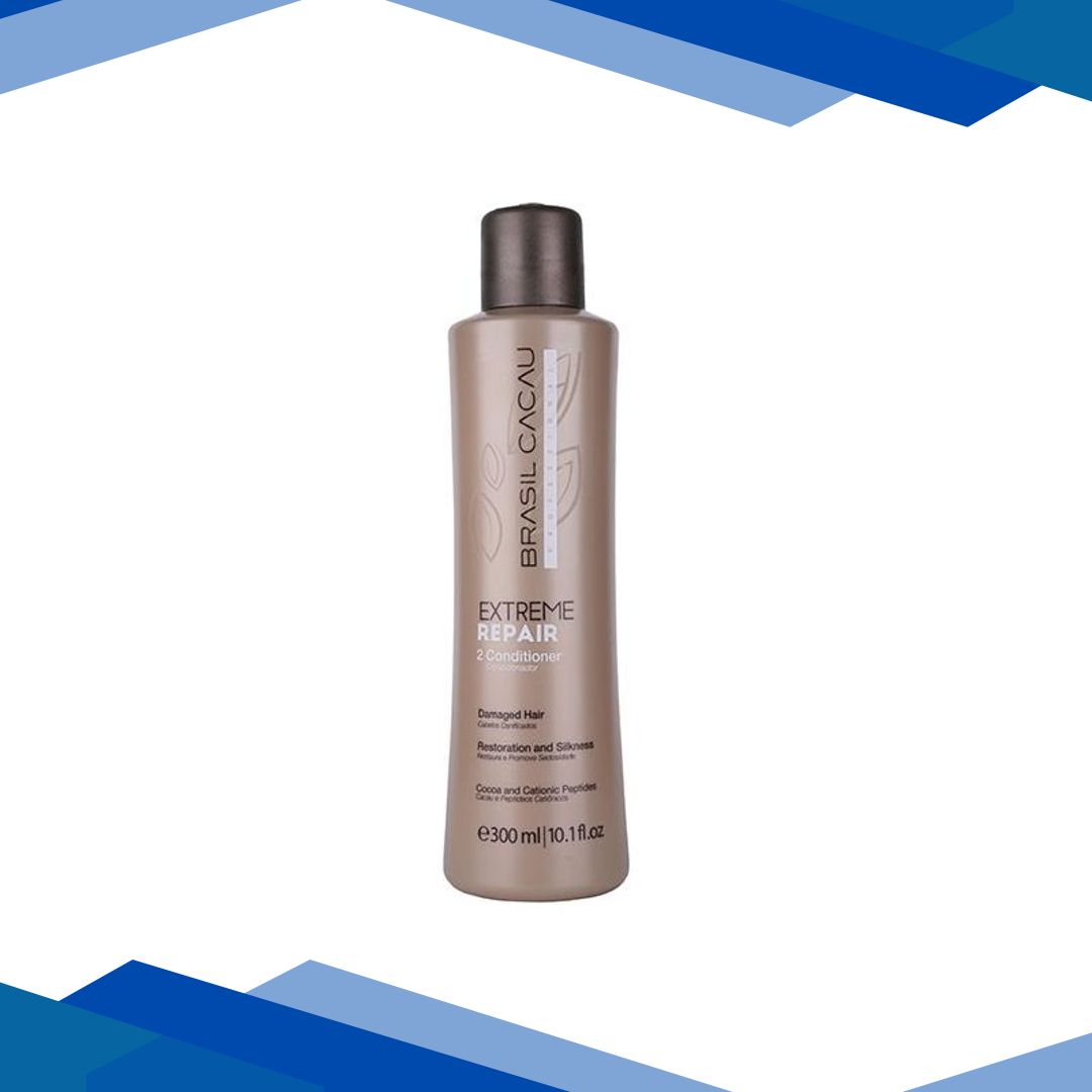 Cadiveu Professional Brasil Cacau Extreme Repair 2 Conditioner Condicionador Damage Hair Repairs and Silkiness Cocoa and Cationic Peptides 300ml