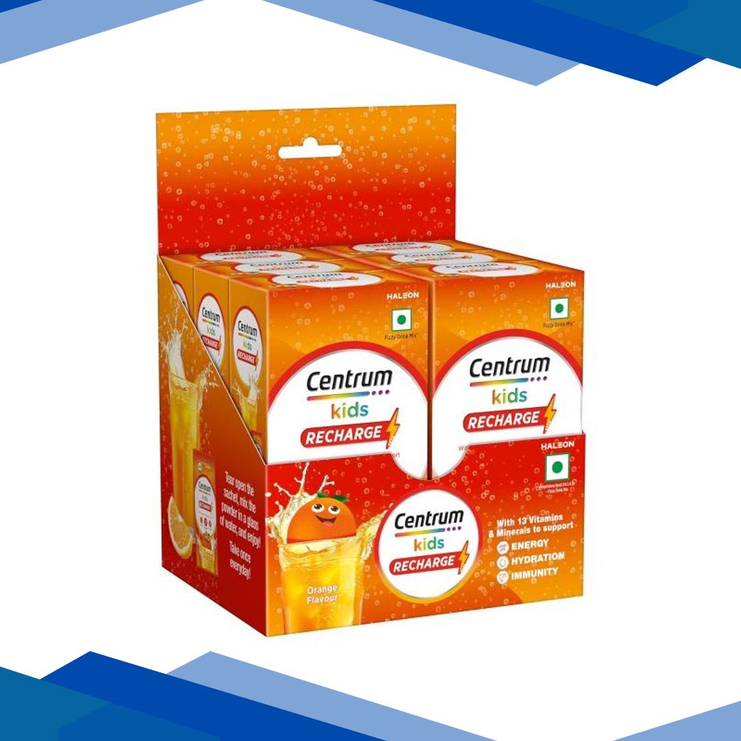Centrum Kids Recharge Powder – Orange Flavour (Pack of 6 x 5 gm)
