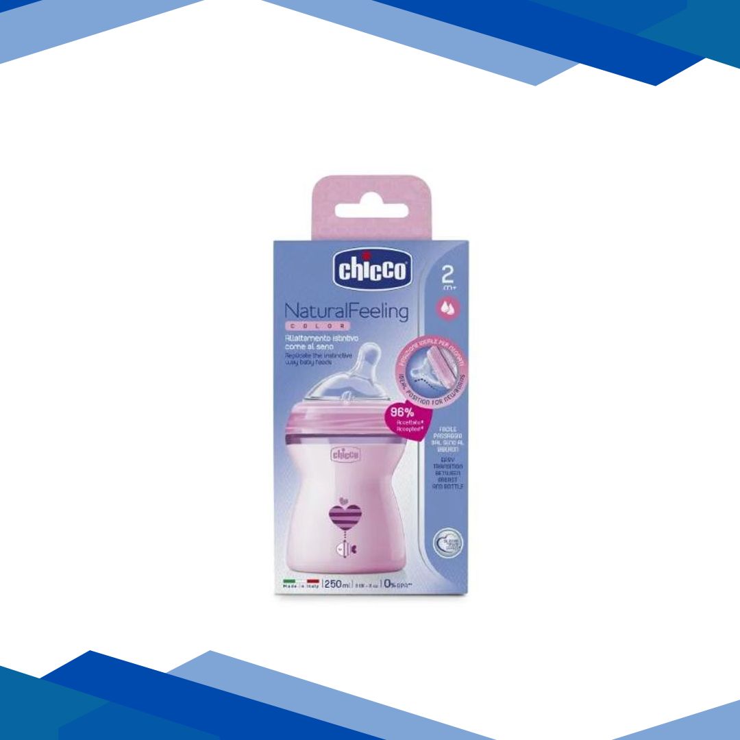 Chicco Natural Feeling Feeding Bottle – Pink 250 ml