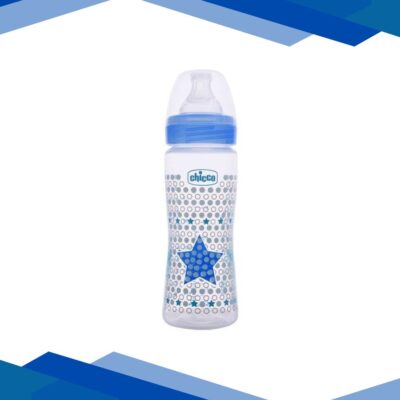 Chicco Wellbeing Feeding Bottle – Blue 330 ml