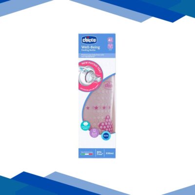 Chicco Wellbeing Feeding Bottle – Pink 330 ml