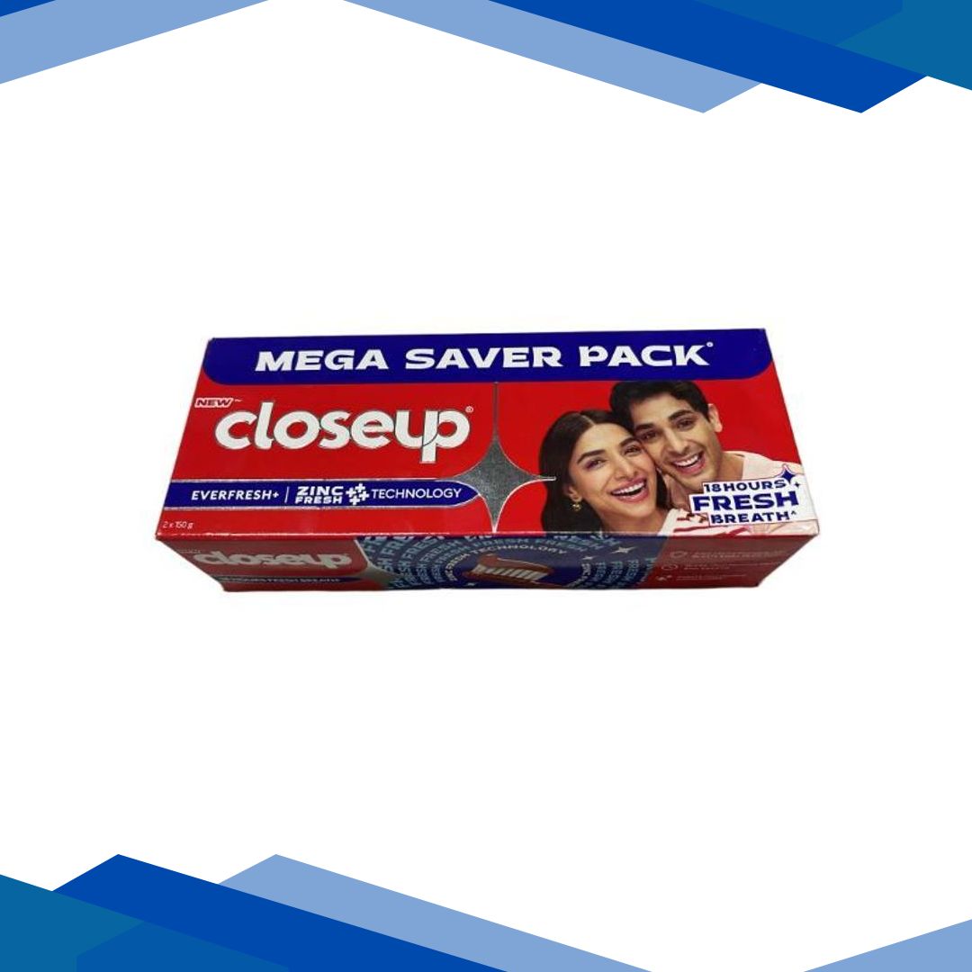 Closeup Ever Fresh+ Zinc Fresh ++++ Technology 18 Hours Fresh Breath ToothPaste (Pack of 2 x 150 g)