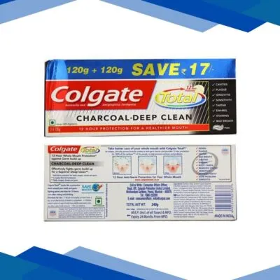 Colgate Total Charcoal Deep Clean Toothpaste (Pack of 2 x 120 gm)